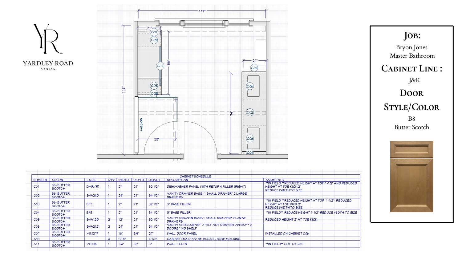 Cabinet plan with a numbered cabinet schedule